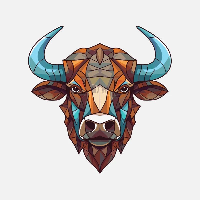 Bison afrikanischer Büffel buntes Aquarelltier