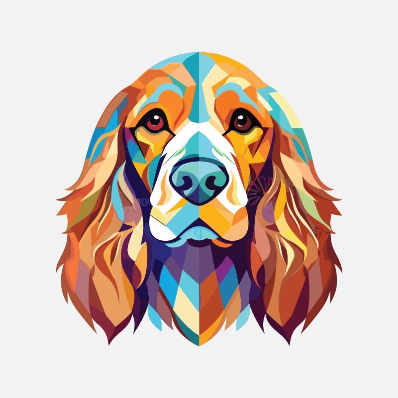 Englischer Cocker Spaniel Hund Buntes Aquarell Haustier