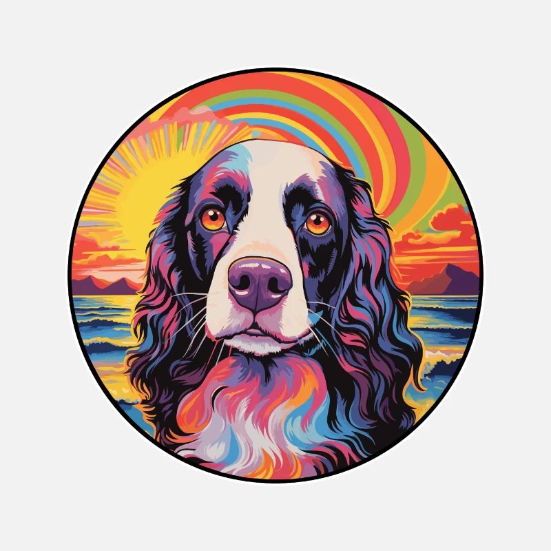 English Springer Spaniel Hunderasse Bunt Cartoo
