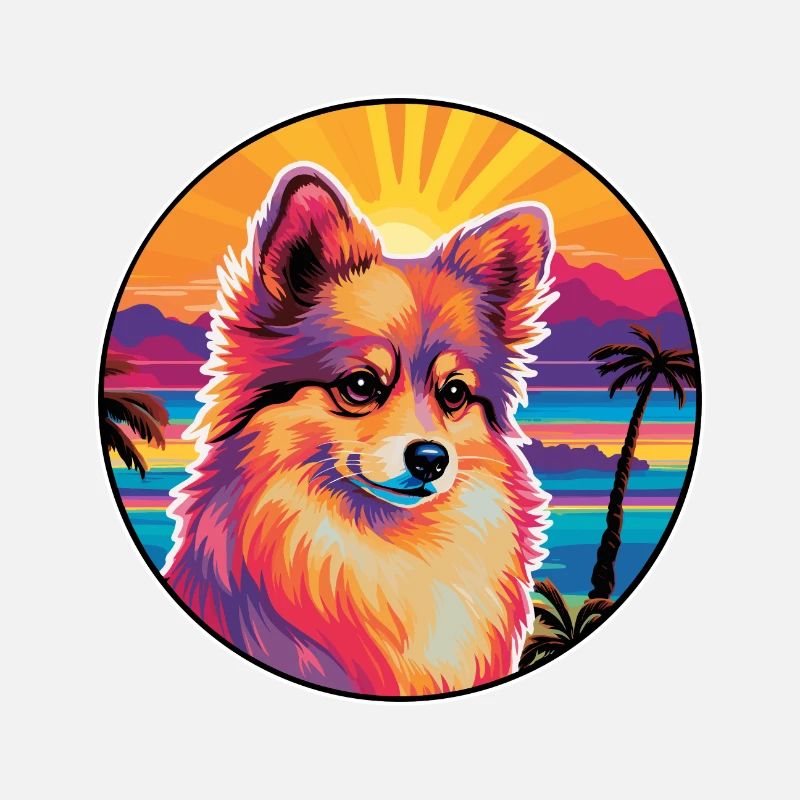 Spielzeug Deutscher Spitz Hund Rasse Bunte Karikatur Wasserc