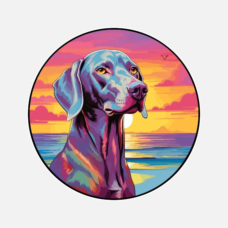 Weimaraner Hunderasse bunte Karikatur Aquarell