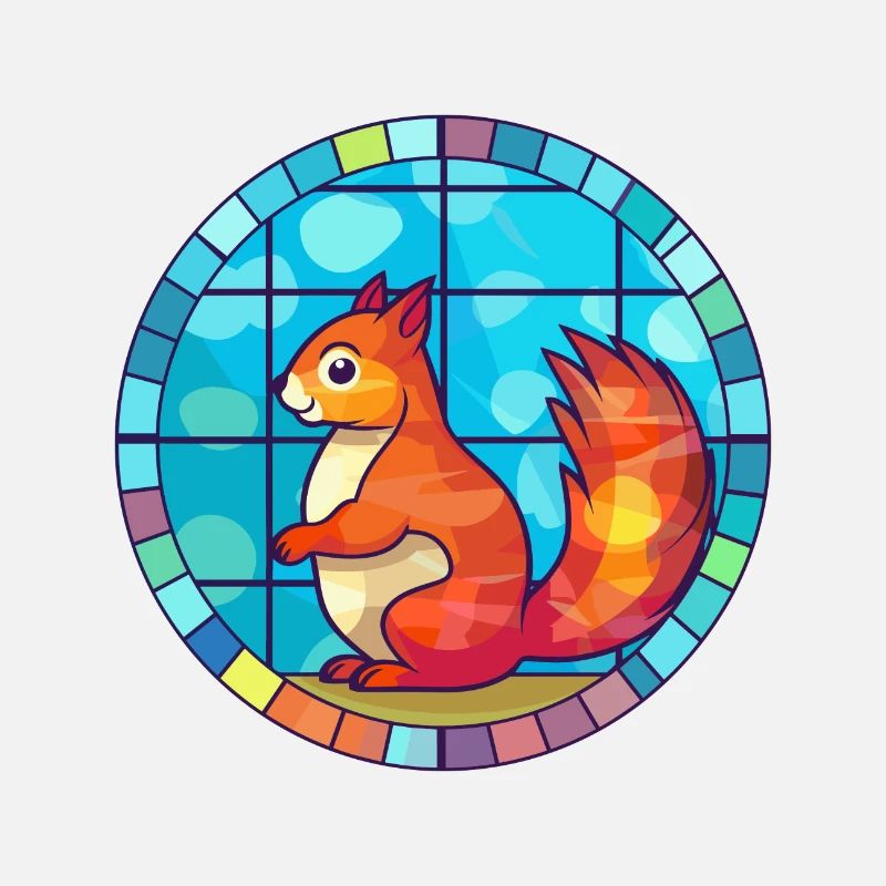 Eichhörnchen Buntes Glas Bunte Karikatur Kawaii Ani