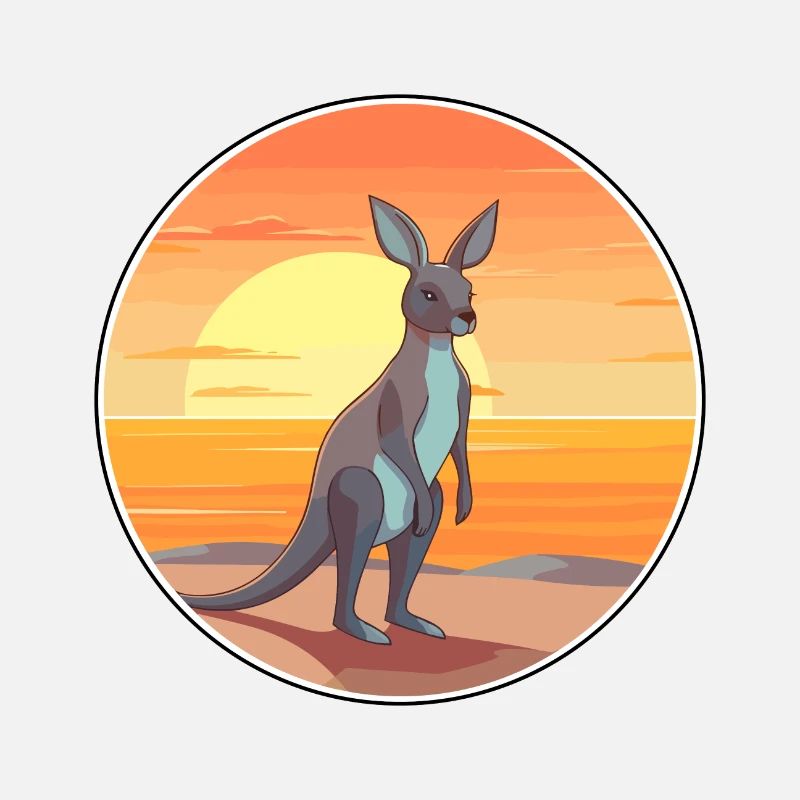Kangourou drôle de dessin animé kawaii plage illustration