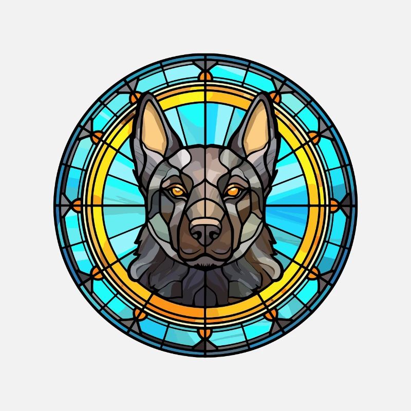 Schwarzer norwegischer Elchhund Hunderasse Buntglas C