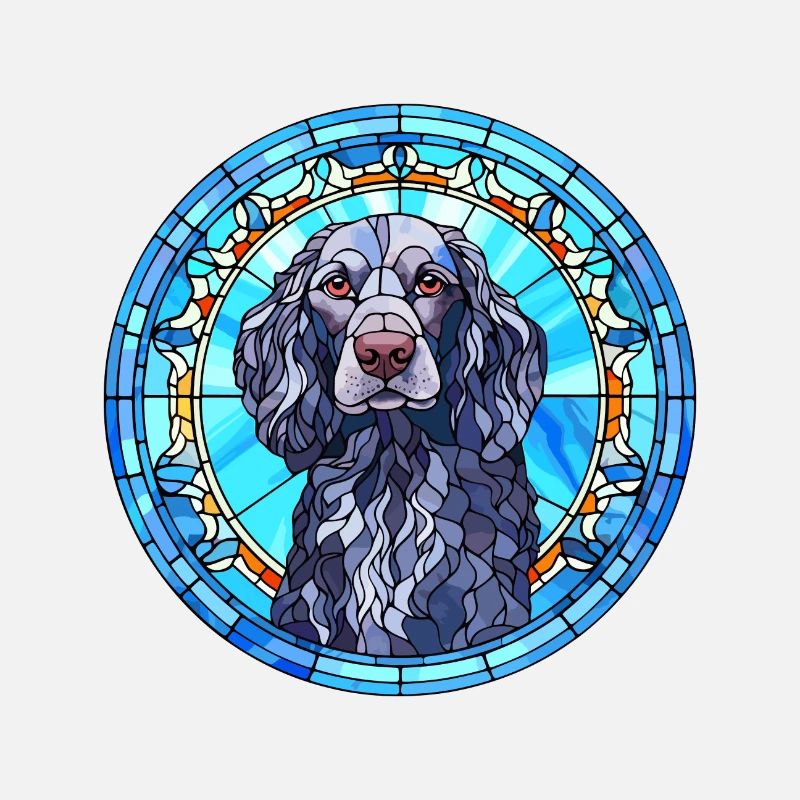 Blaue Picardie Spaniel Hunderasse Buntglas Farbe