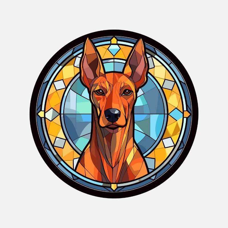 Dobermann Pinscher Hunderasse Buntglas Bunt