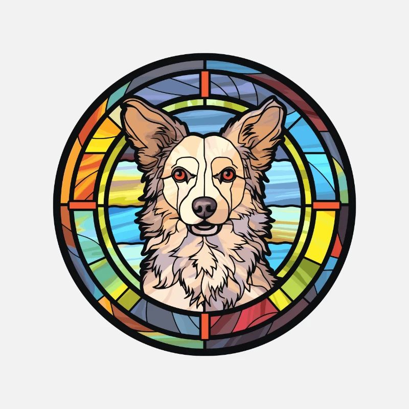 Mudi chien race vitrail aquarelle colorée