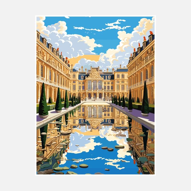 Château de Versailles Ouest décoration affiche de voyage