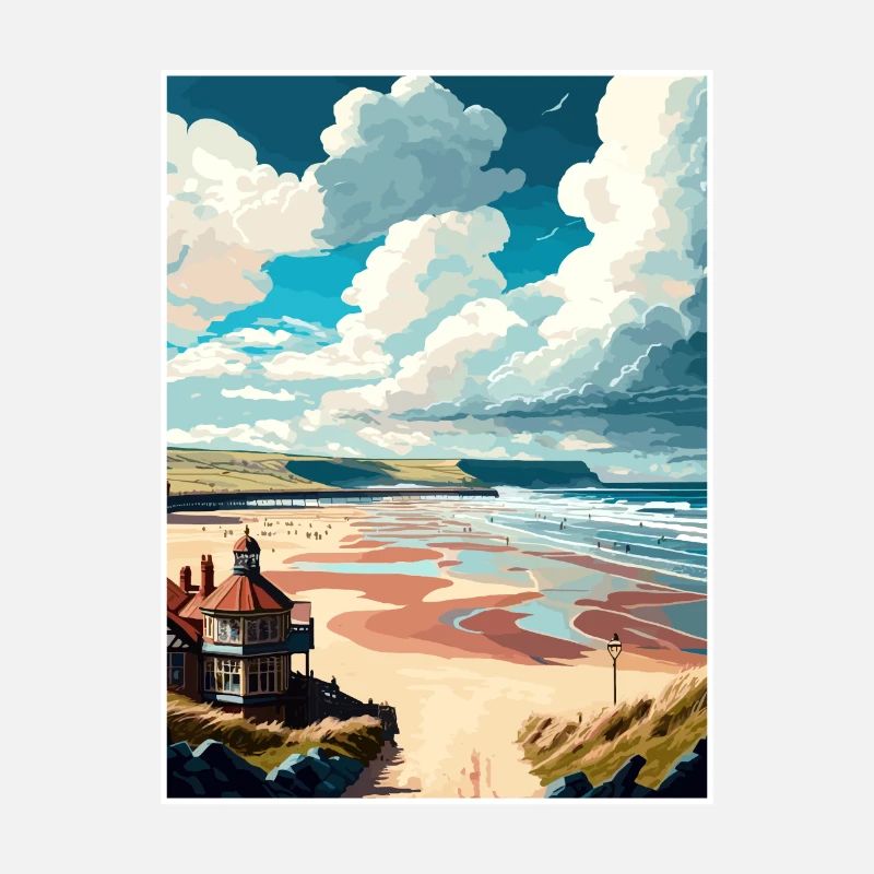 Saltburn au bord de la mer Angleterre Vintage voyage affiche