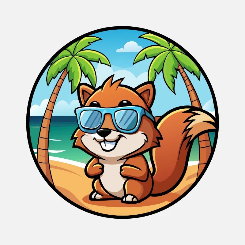 Squirrel Funny Cartoon Summer Beach Sunglasses