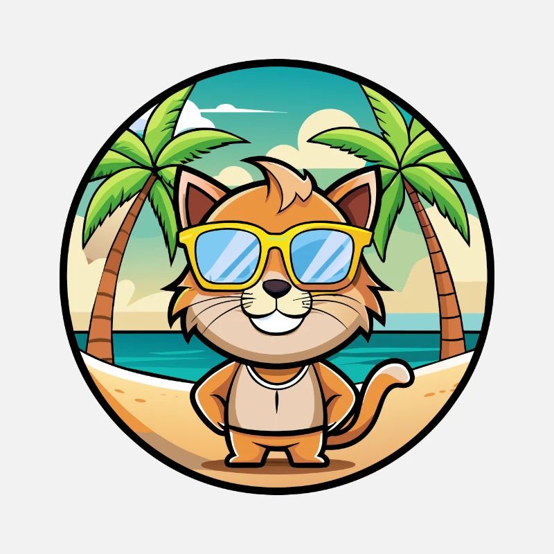 Pixie Bob Cat Breed Cartoon Sunglasses Beach