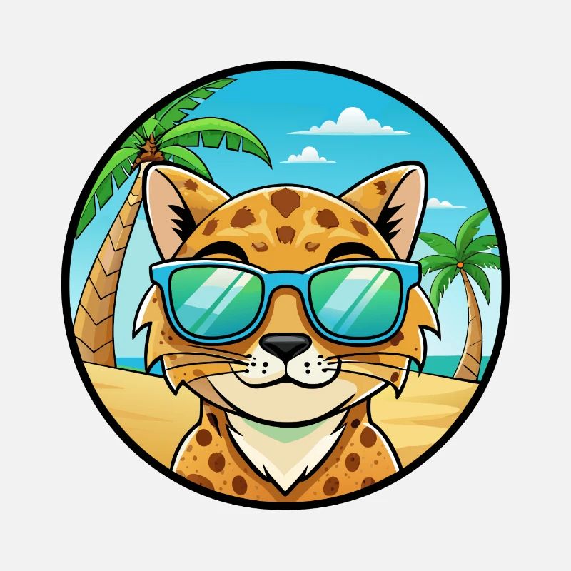 Brume tachetée australienne Race de chat Cartoon Beach