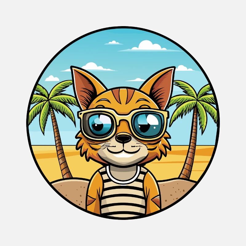 Ocicat Breed Cartoon Sunglasses Beach