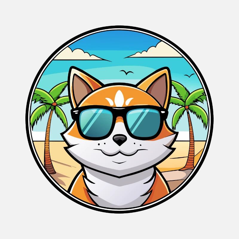 Lunettes de soleil de dessin animé de race de chat calicot dilué plage