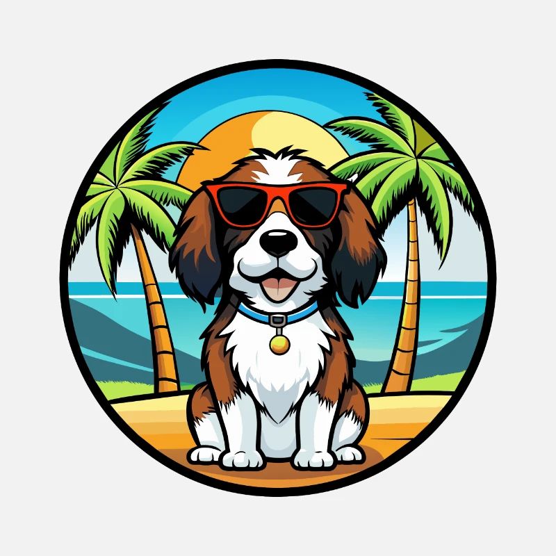 English Springer Spaniel Hunderasse Cartoon Beach