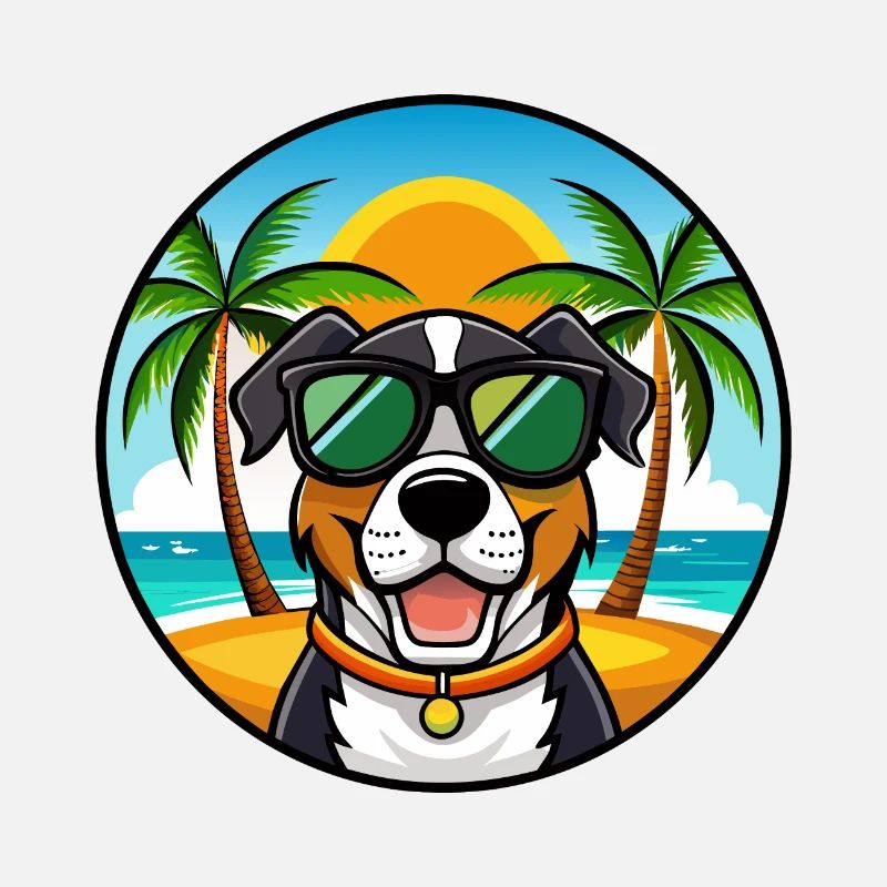 Großer Schweizer Sennenhund Rasse Cartoon Beach