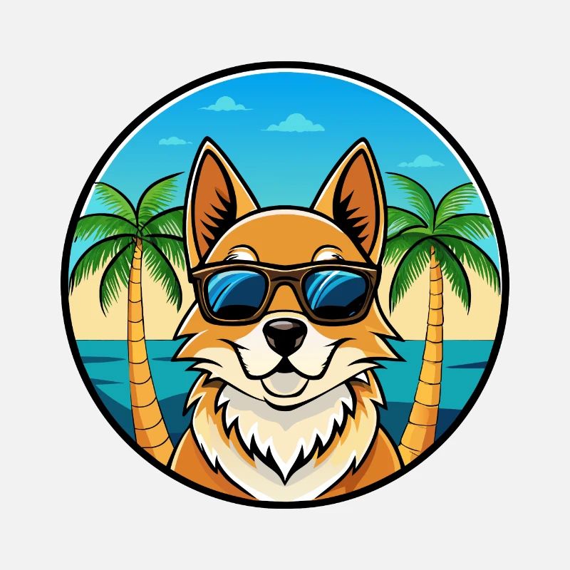 Nordic Spitz Hunderasse Cartoon Sonnenbrille Strand