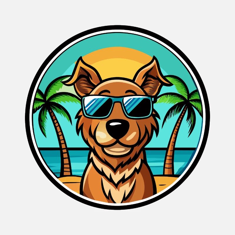 Pudelpointer Dog Breed Cartoon Sunglasses Beach