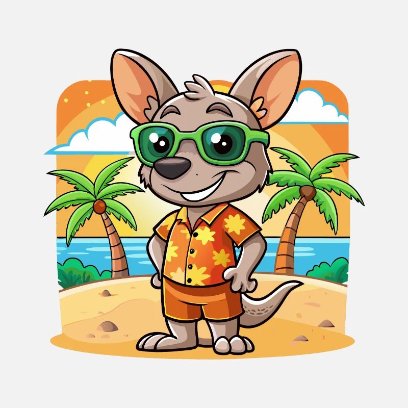 Kangaroo Funny Cartoon Summer Beach Sunglasses