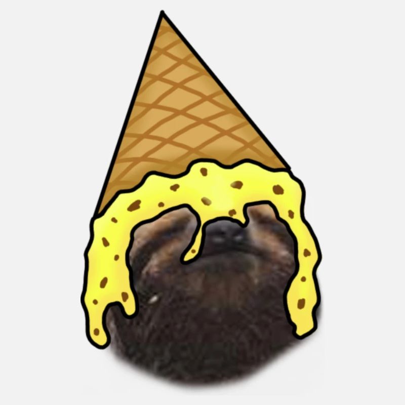 Faultier mit Eiscreme als Hut