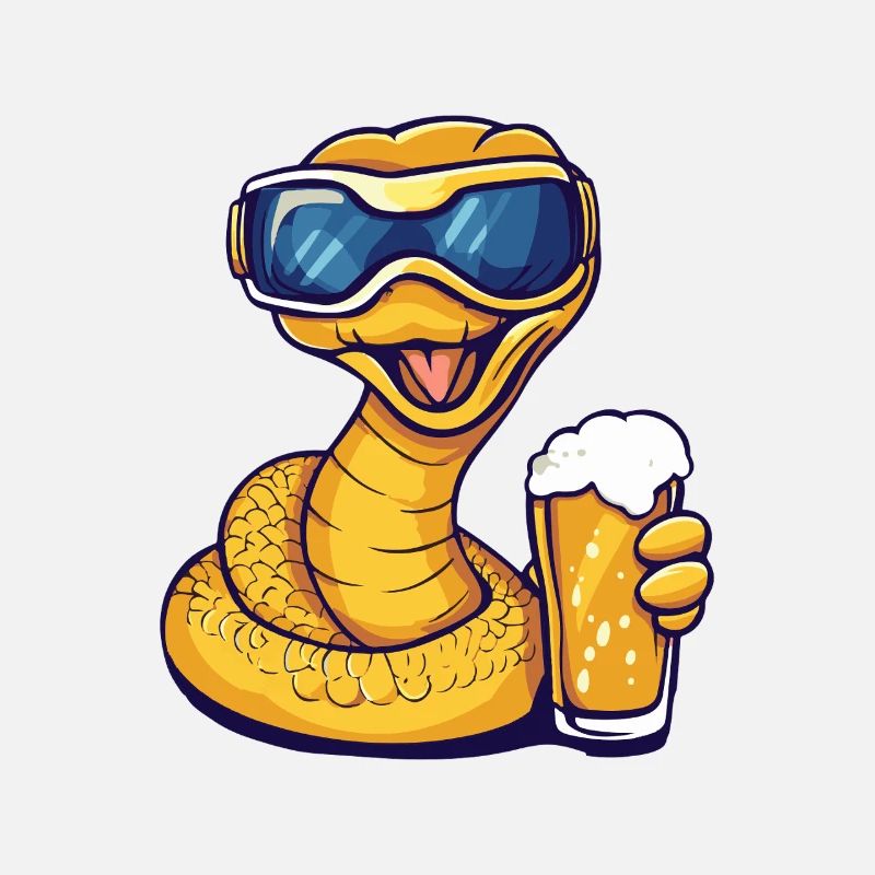 Schlange Kobra Apres Ski Bier Comic