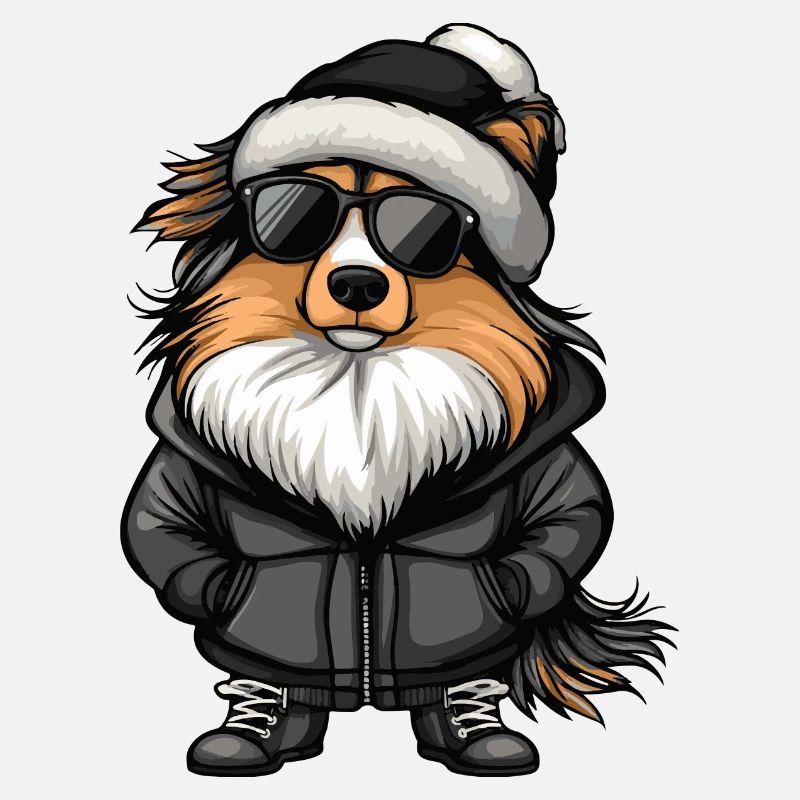 Border Collie Hund Winter Comic
