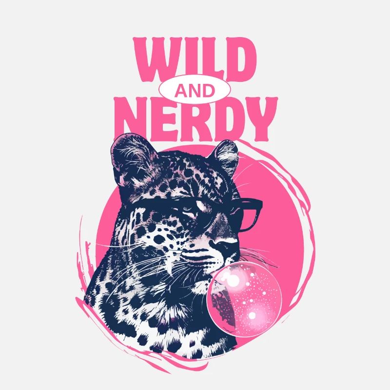 Leopard with sunglasses and pink bubblegum