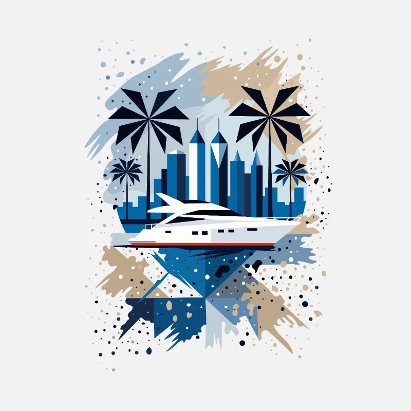 Panorama moderne de yachts et de villes – Design élégant