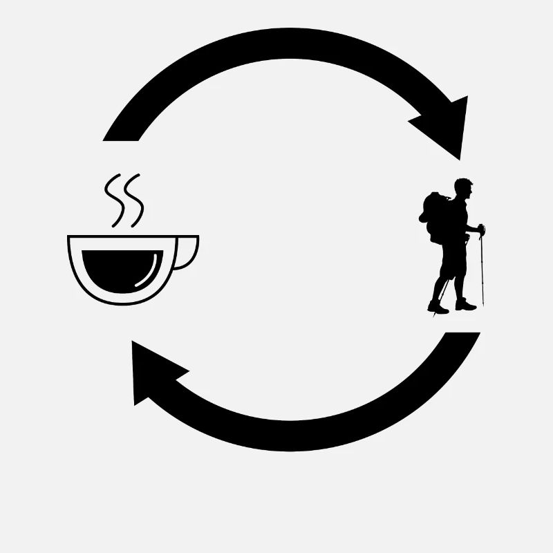 Coffee load arrows and hiking -