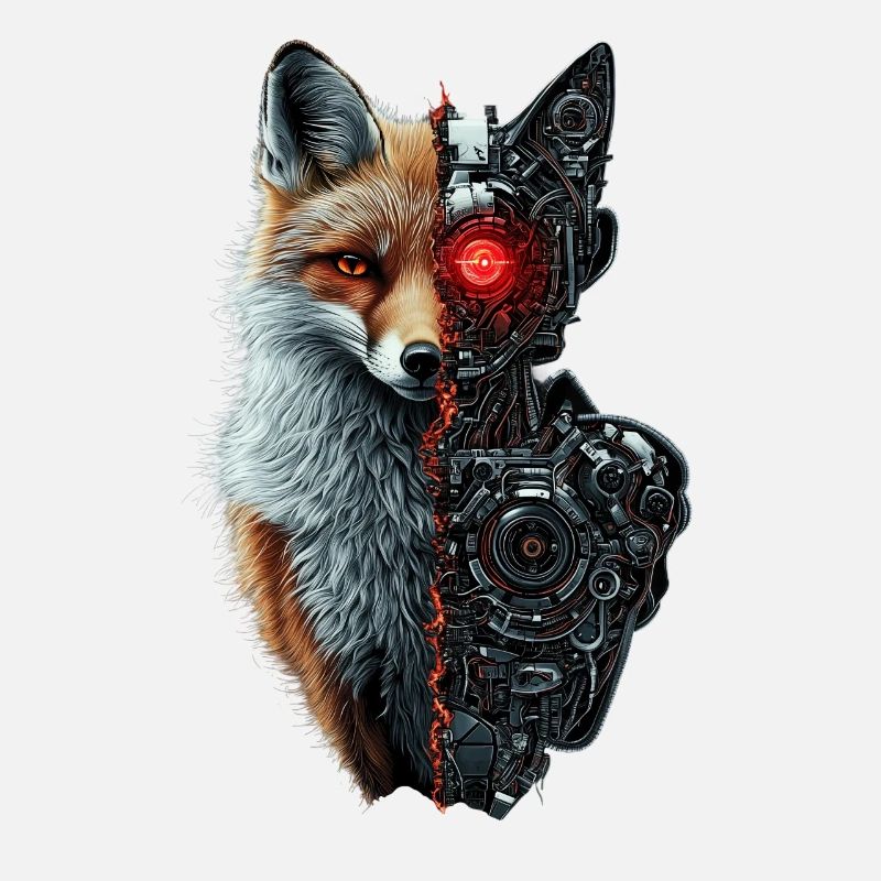 Lustiger Roboter Fuchs Cyborg Tier Fox Süßer Fuchs