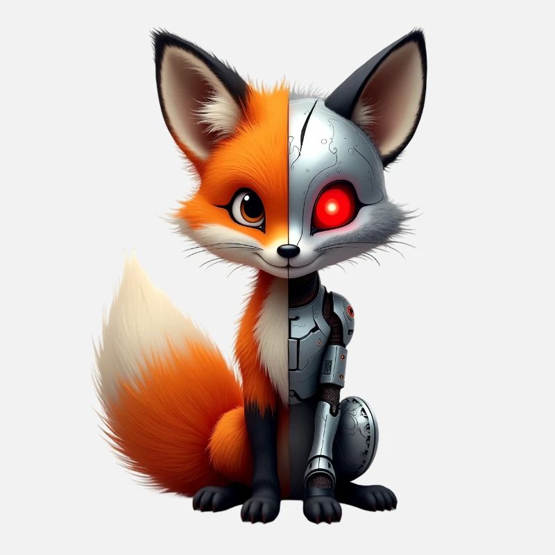 Lustiger Roboter Fuchs Cyborg Tier Fox Süßer Fuchs