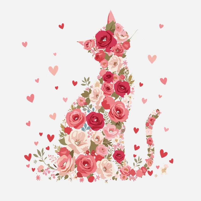 Fleurs chat pour les propriétaires de chats et la Saint-Valentin