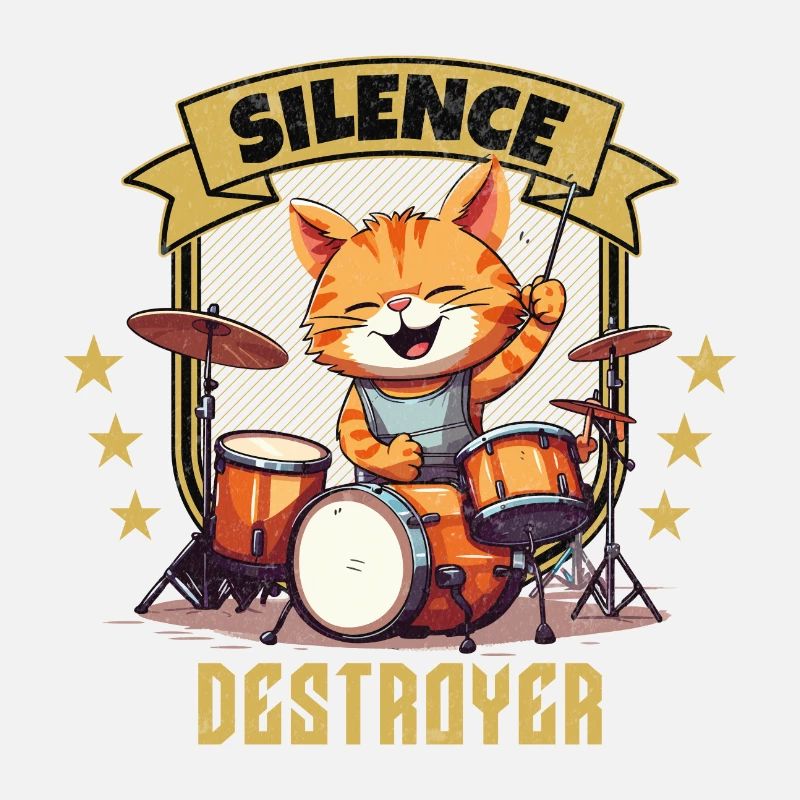 Drums Drums Silence Destroyer Cat Funny