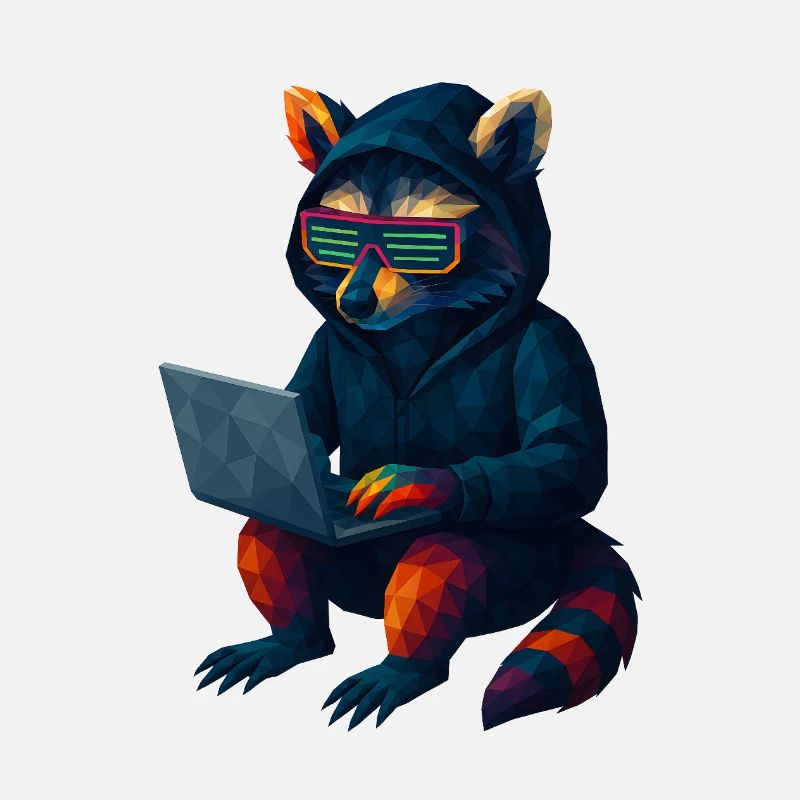 WPAP Stil Tiere - Techno Waschbär mit Hoody