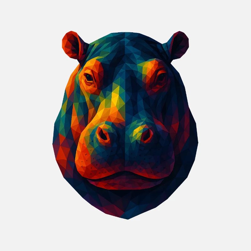 WPAP Style Animals - Hippo Portrait