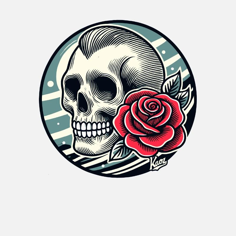 Retro-Schädel und Rose