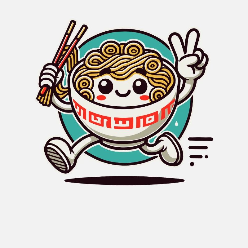 Bol de ramen en cours d’exécution avec signe de paix