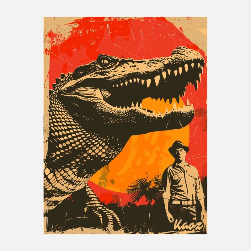 Retro Dinosaur Crocodile Adventure