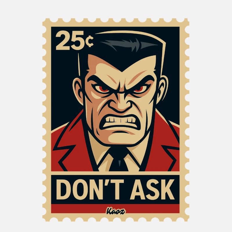 Wütender Typ Briefmarke: Frag nicht