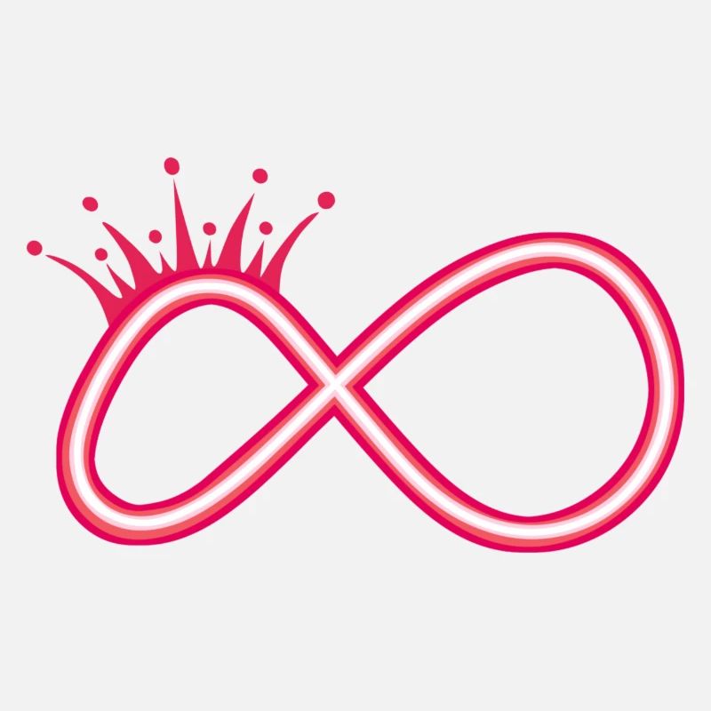 Infinity symbol neon red with crown