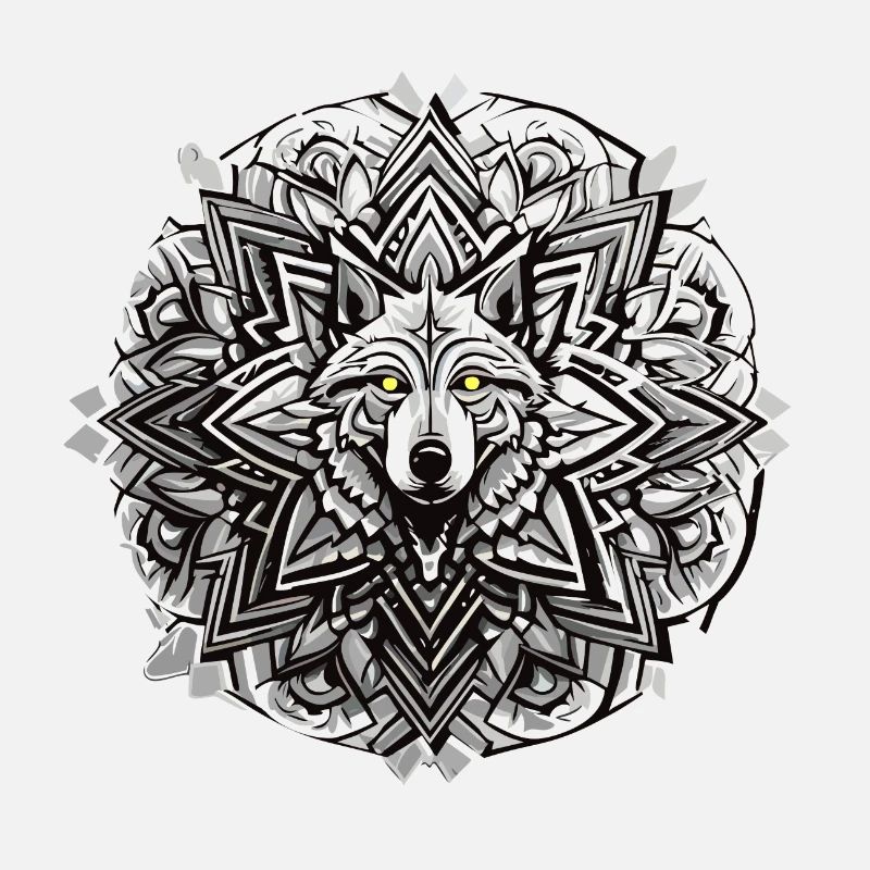 Wolf Mandala Indianer Design