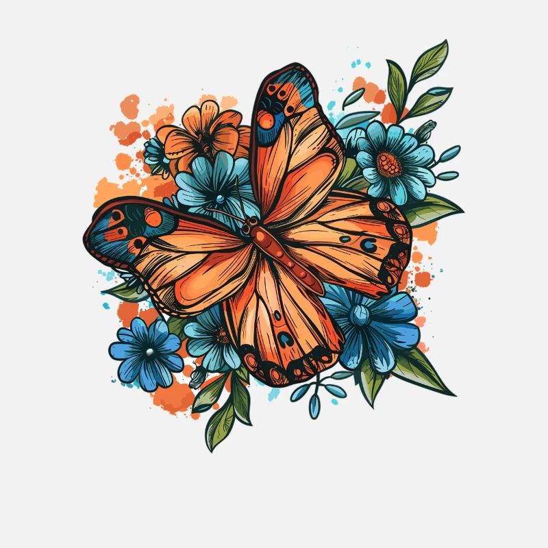 Papillon avec des fleurs