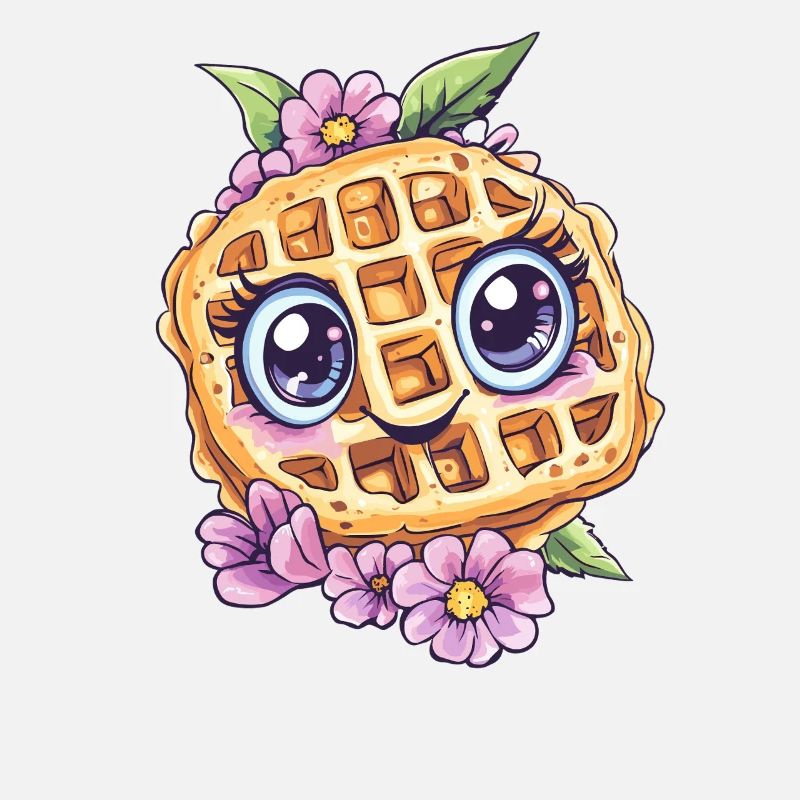 Lächelnde Waffel mit Blumen