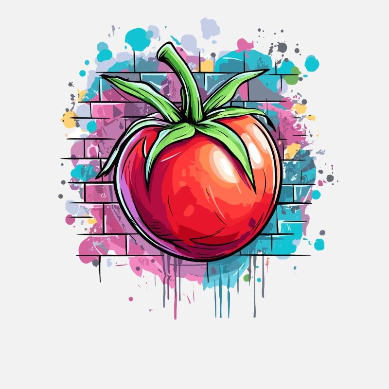 Graffiti tomato on wall