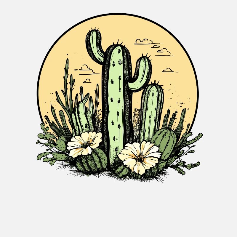 Cactus avec lune fleurie