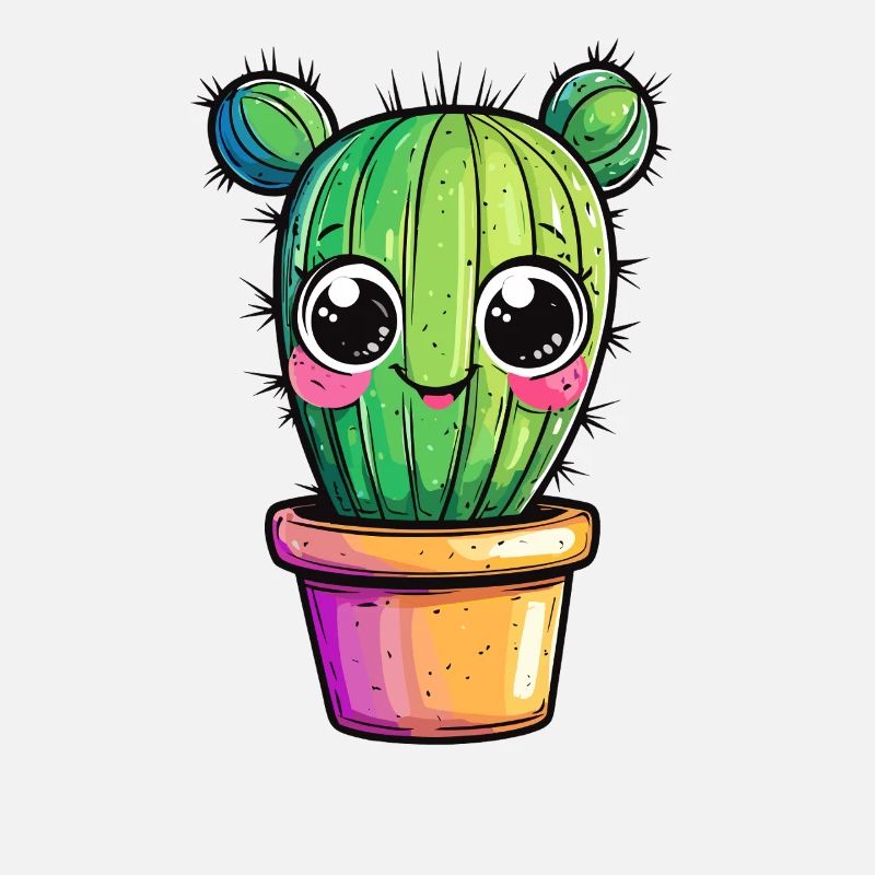 Cactus with colorful pot