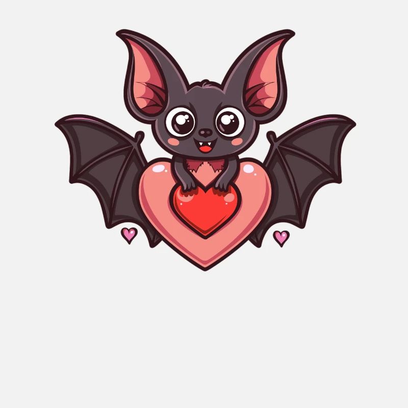 Heart-shaped bat with googly eyes