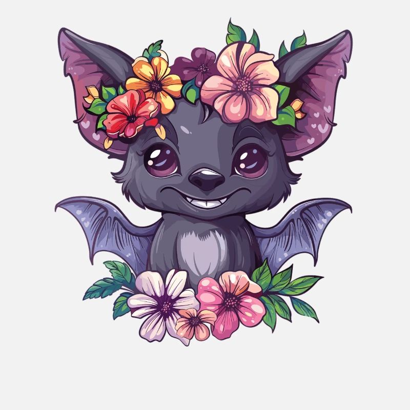 Blumenfledermaus mit Lächeln