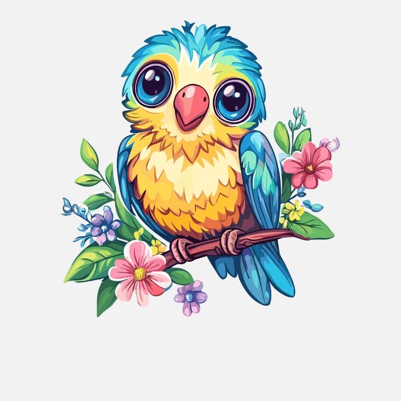 Oiseau coloré avec des fleurs