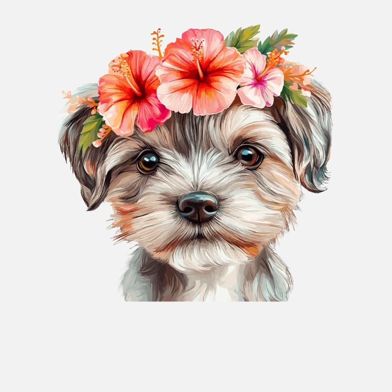 Chien mignon avec des fleurs